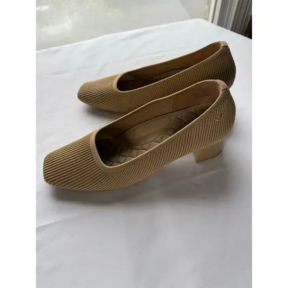 VIVAIA Square-Toe Chunky Heels (Melody Pro) Nude Peach Shoe Sz 9.5/41.5